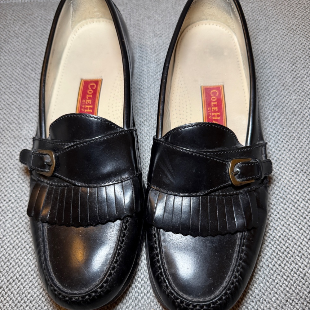 Cole Haan Men’s Black Leather Kiltie Loafers